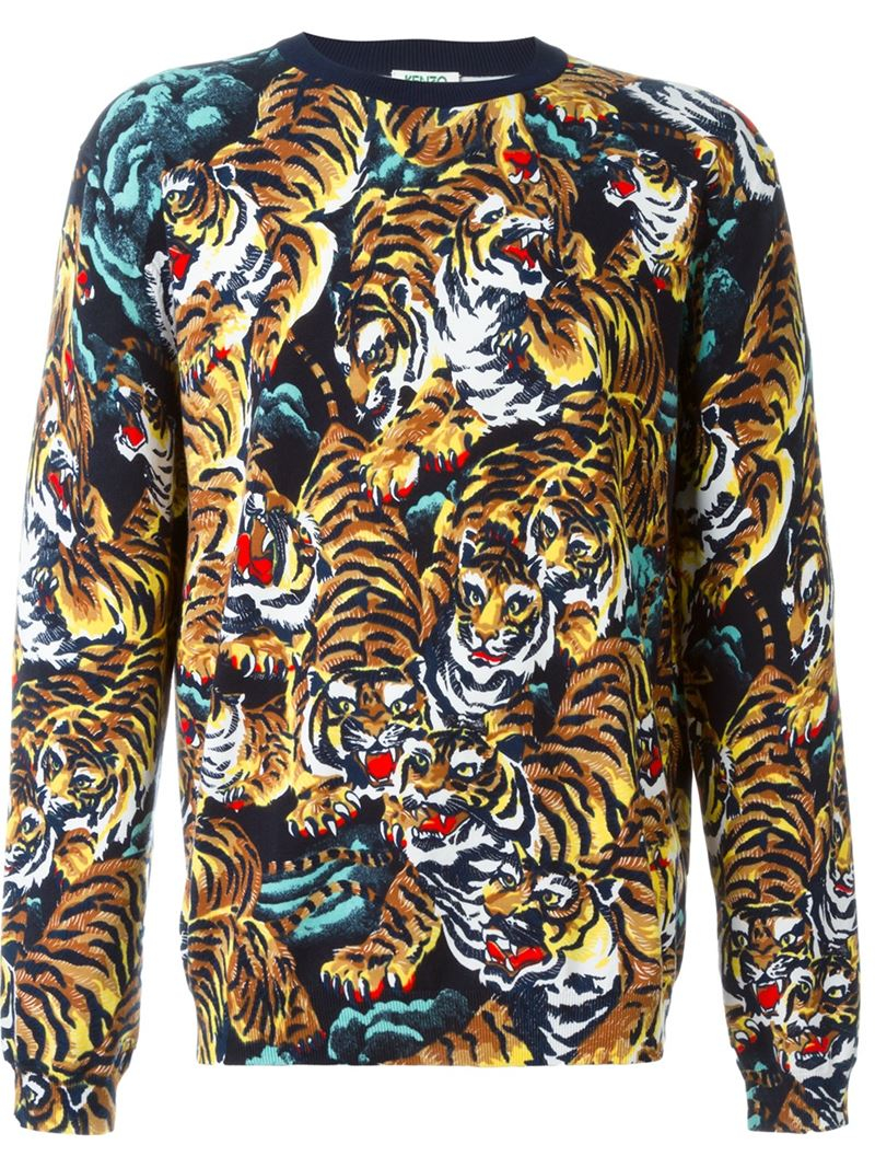 kenzo tiger print sweater