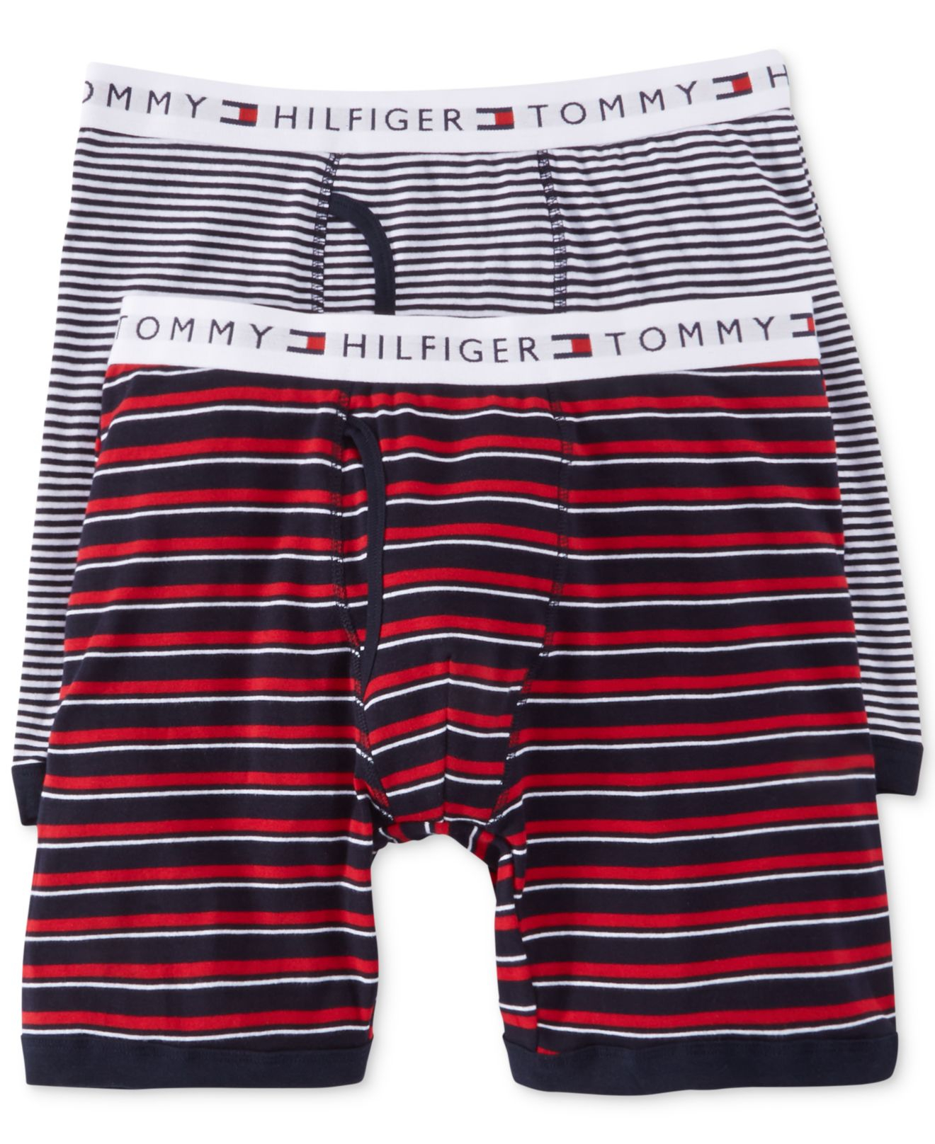 Tommy Hilfiger Colors Cotton Striped Boxer Brief 2 Pack in Red/Navy