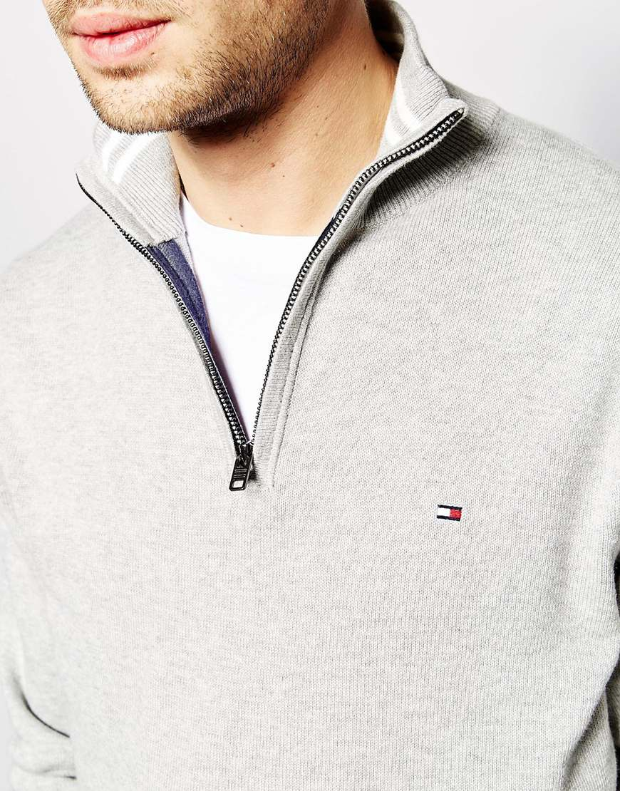 Tommy Hilfiger Sweater With Half Zip in Grey (Gray) for Men | Lyst