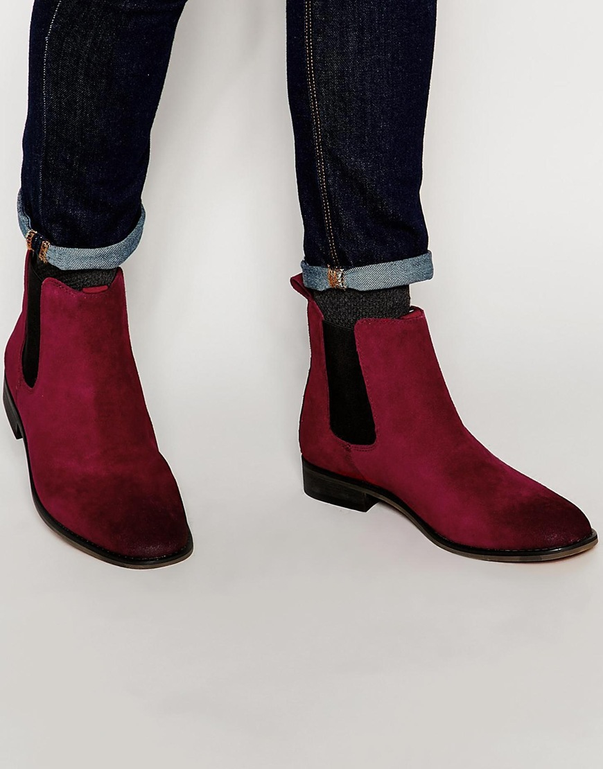 Bellfield Suede Chelsea Boots in Red for Men - Lyst