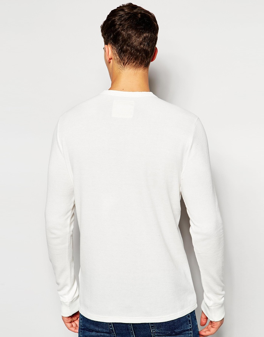 Hollister Cotton Long Sleeve Waffle Henley Tshirt in White for Men Lyst