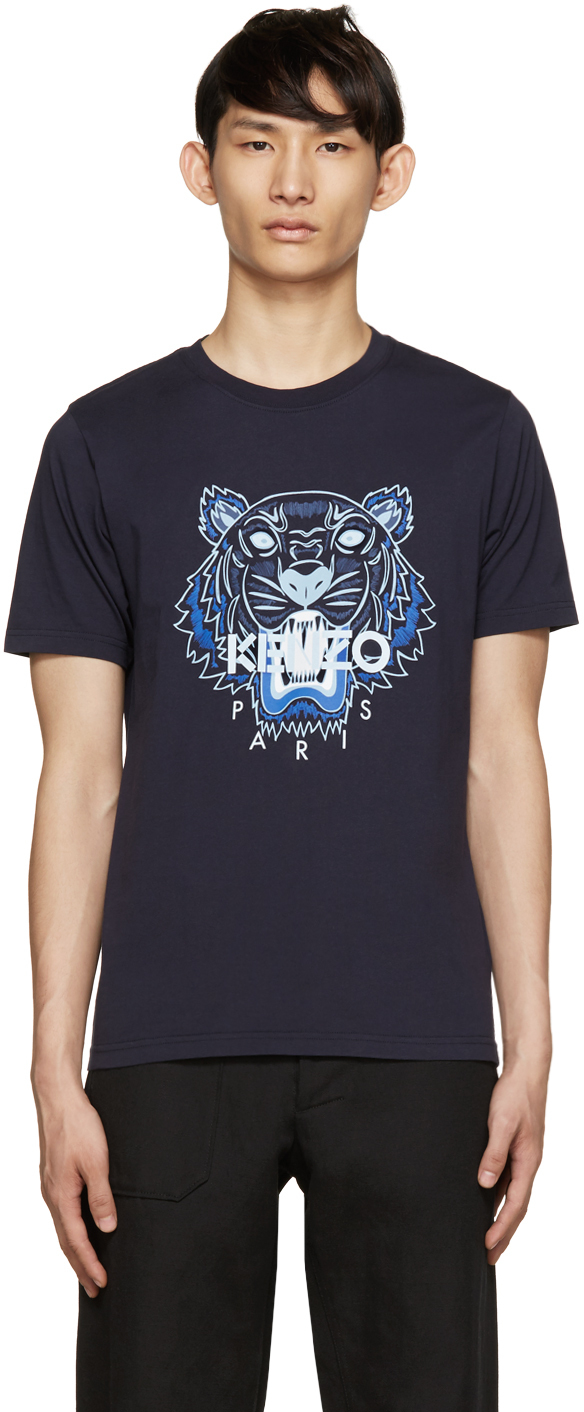 KENZO Cotton Navy Tiger Logo T-shirt in 