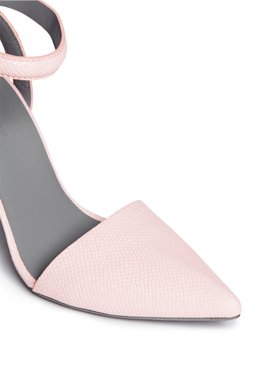 Alexander Wang Leather Lovisa Embossed Ankle Strap Pumps