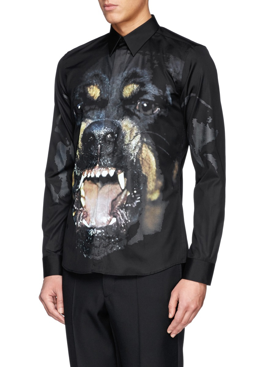 Givenchy Rottweiler Print Poplin Shirt in Black for Men | Lyst