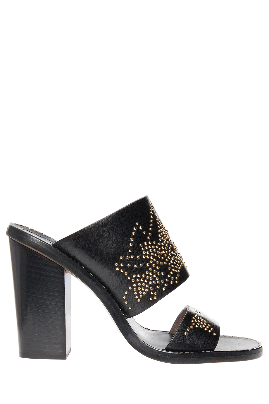 Lyst Chloé Gold Stud Heel Sandals in Black