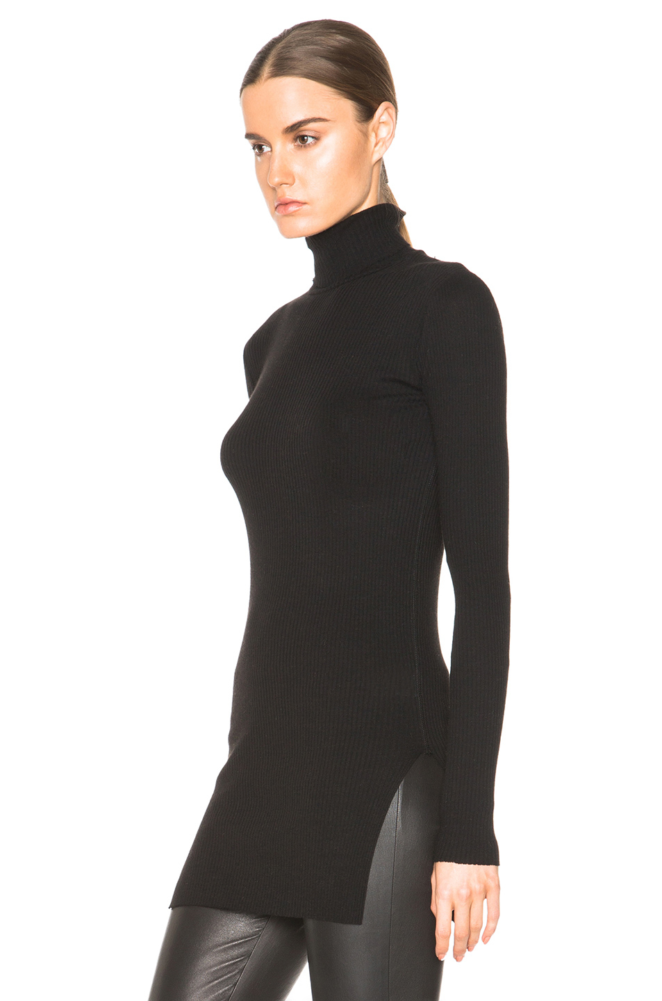 black fitted sweater