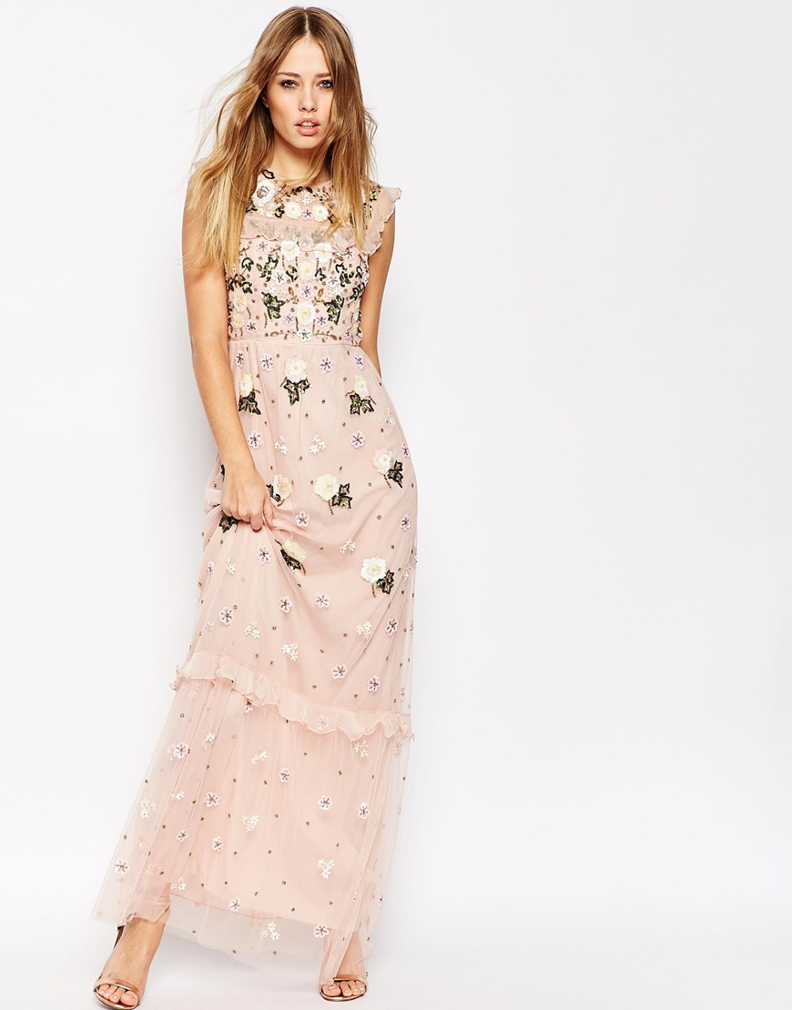 floral embellished maxi dress