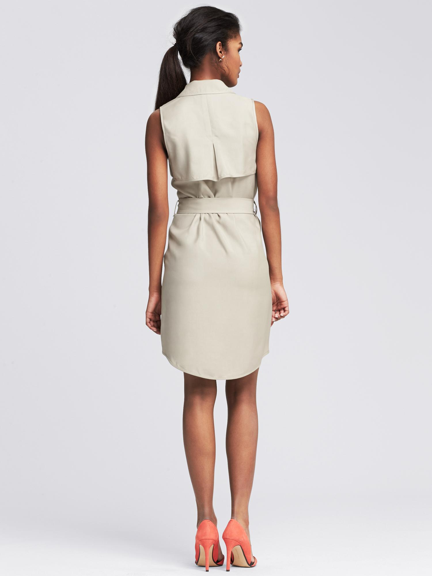 Banana Republic Belted Trench Dress in Washed Stone (Natural) - Lyst