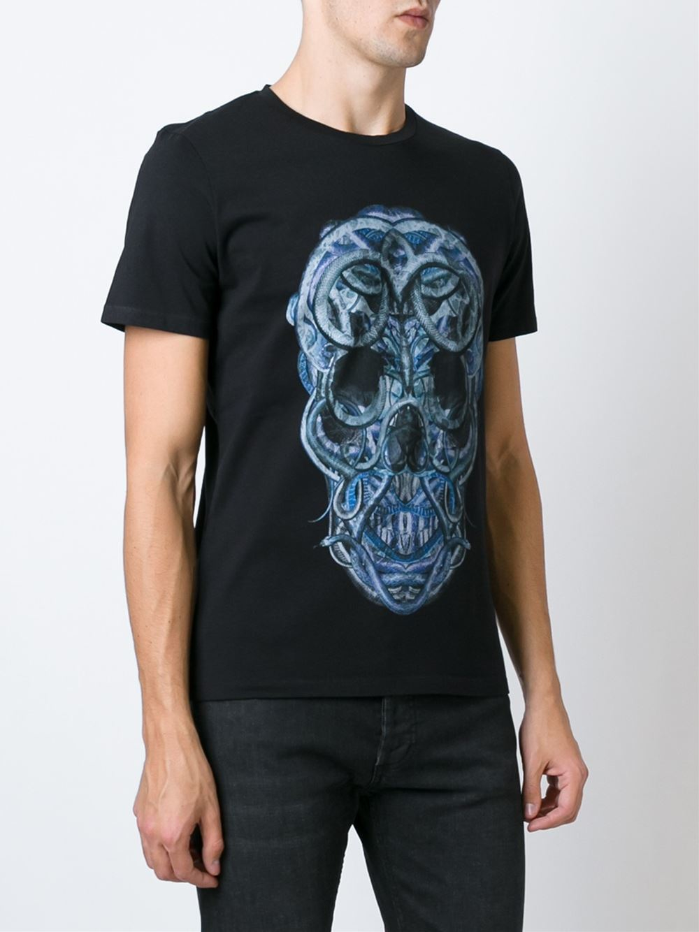 Just Cavalli Skull Print T-shirt in Black for Men - Lyst