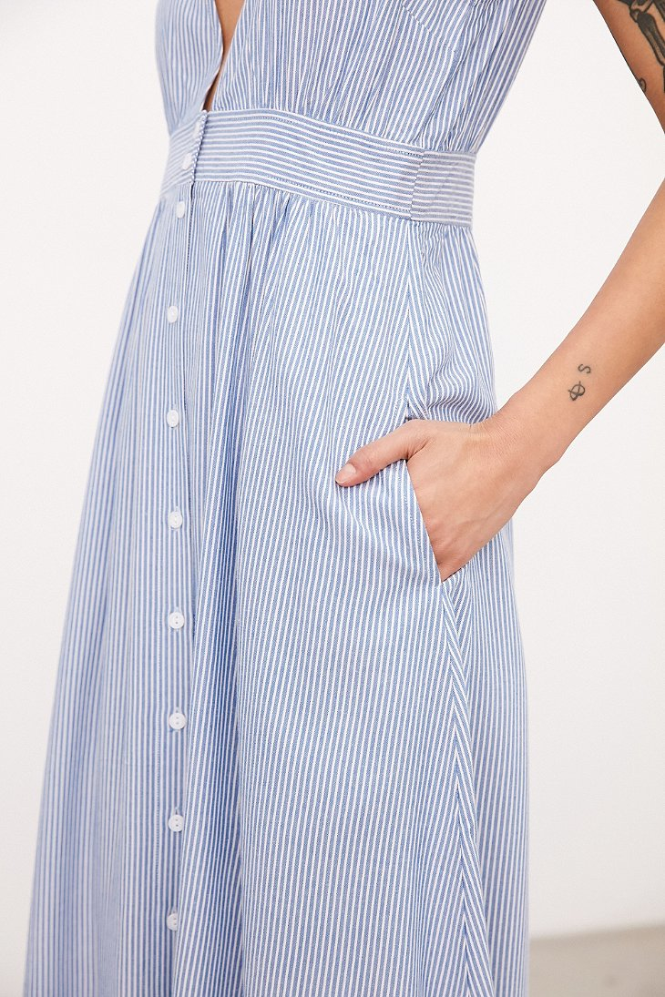 blue striped midi dress