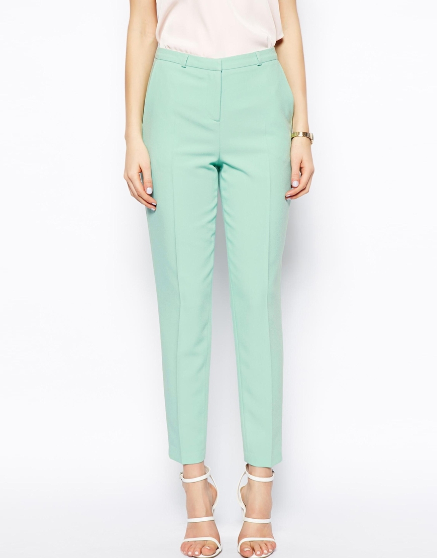 ASOS Cigarette Trousers in Crepe in Mint (Green) - Lyst