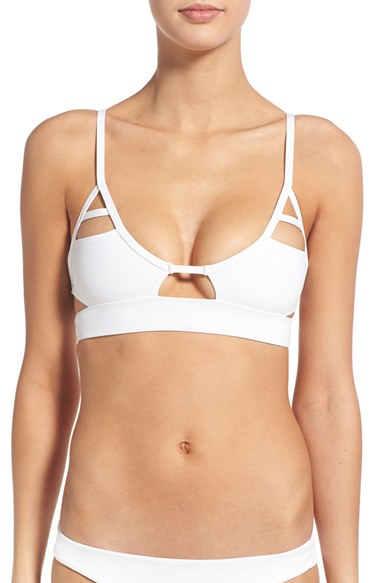 white cut out bikini top