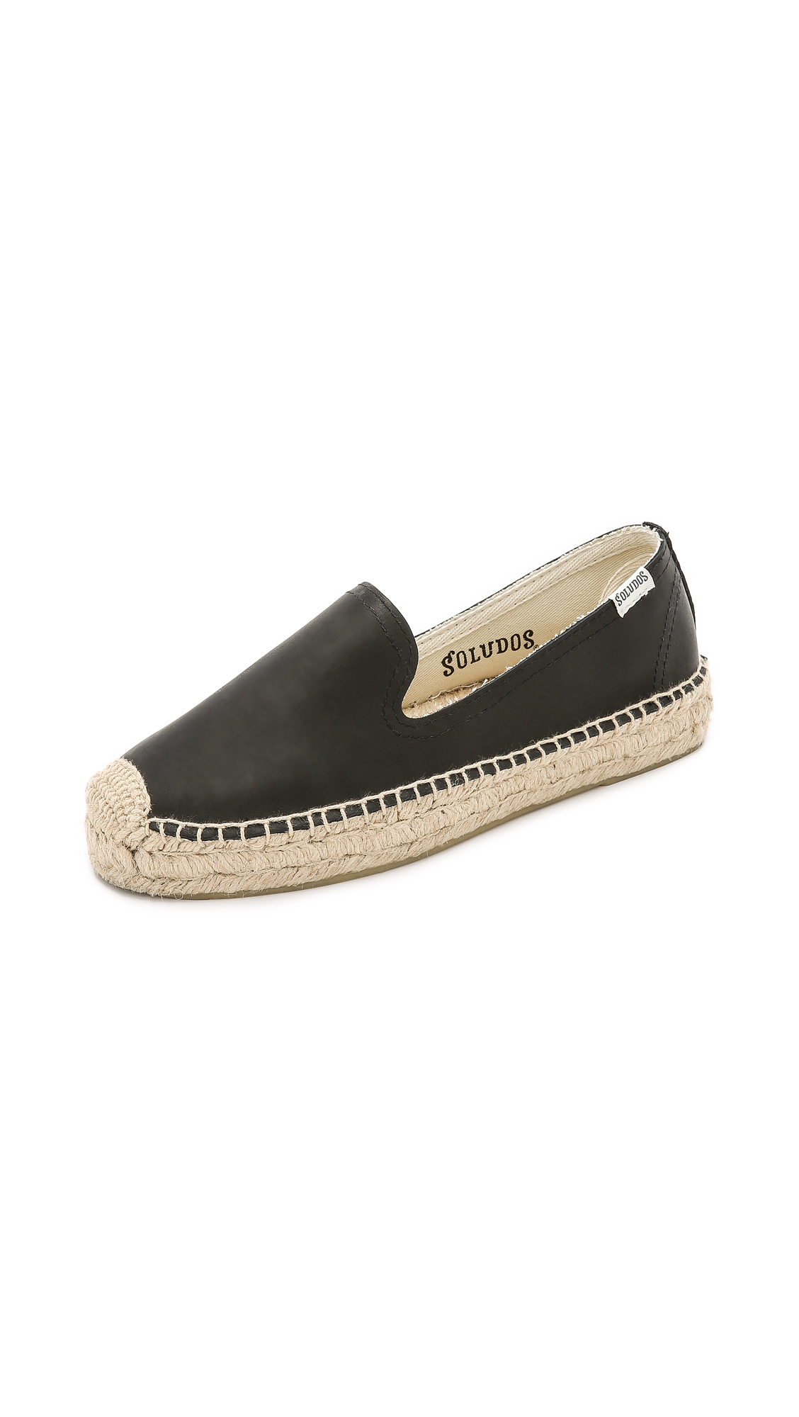 soludos black leather espadrilles