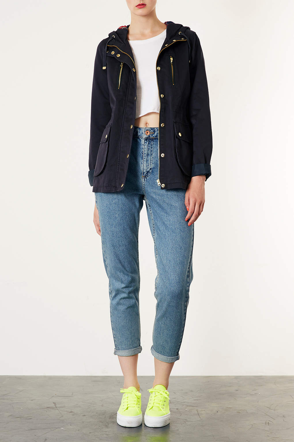 Petite Hooded Lightweight Jacket in Navy Blue (Blue) Lyst