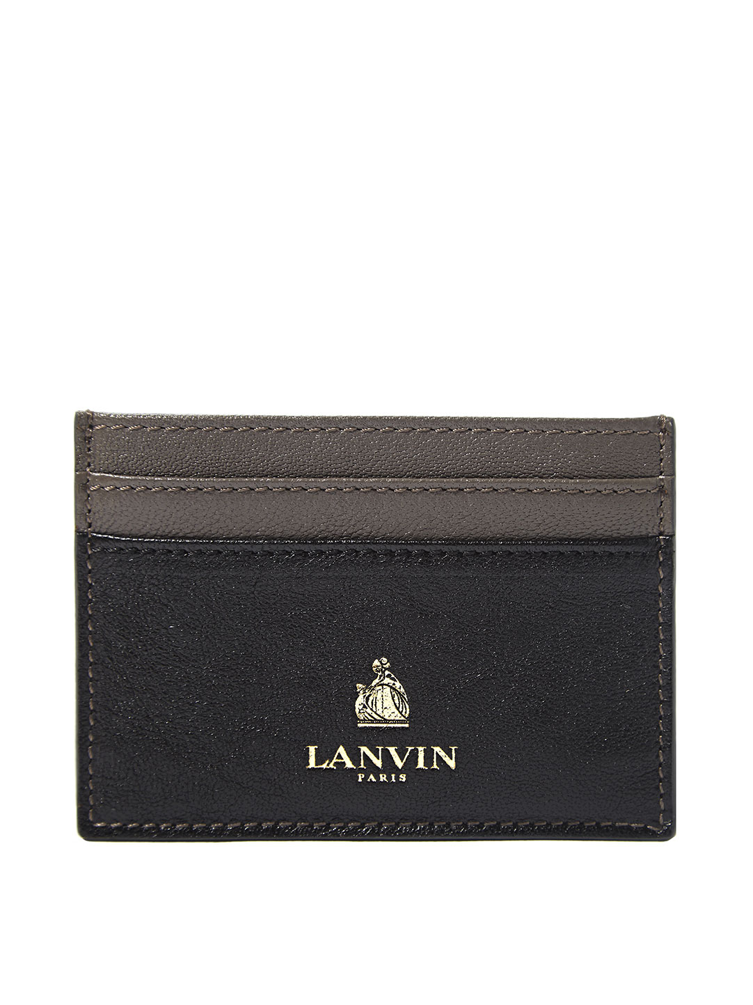LANVIN Paris Blue Lambskin Leather Small Card Case Holder Wallet Authentic