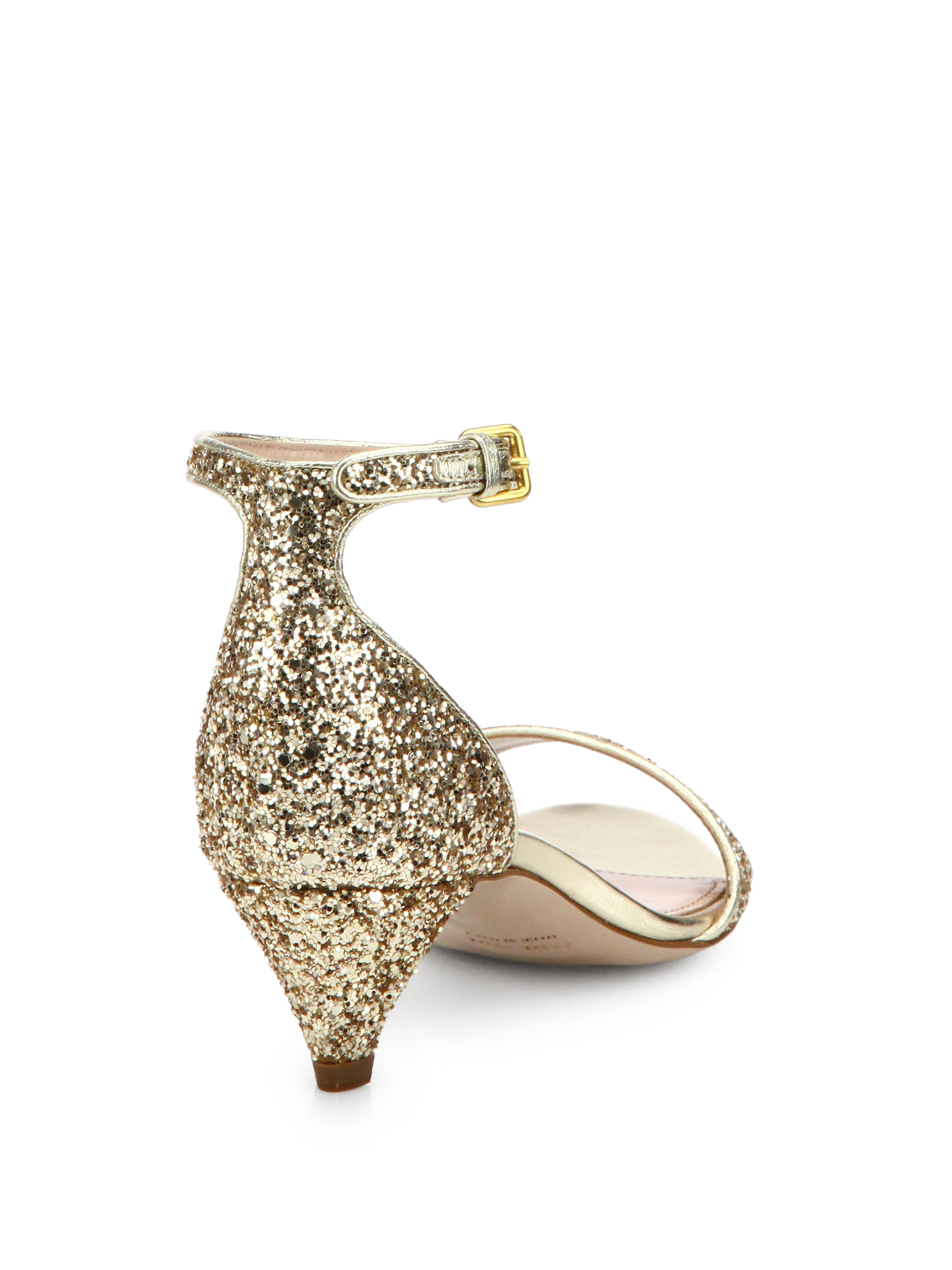 gold sparkly kitten heels
