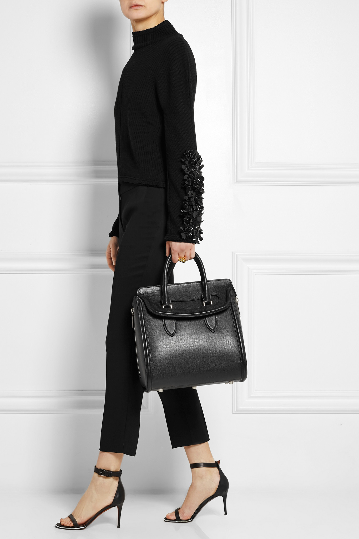 Alexander McQueen The Heroine Medium Leather Tote in Black Lyst