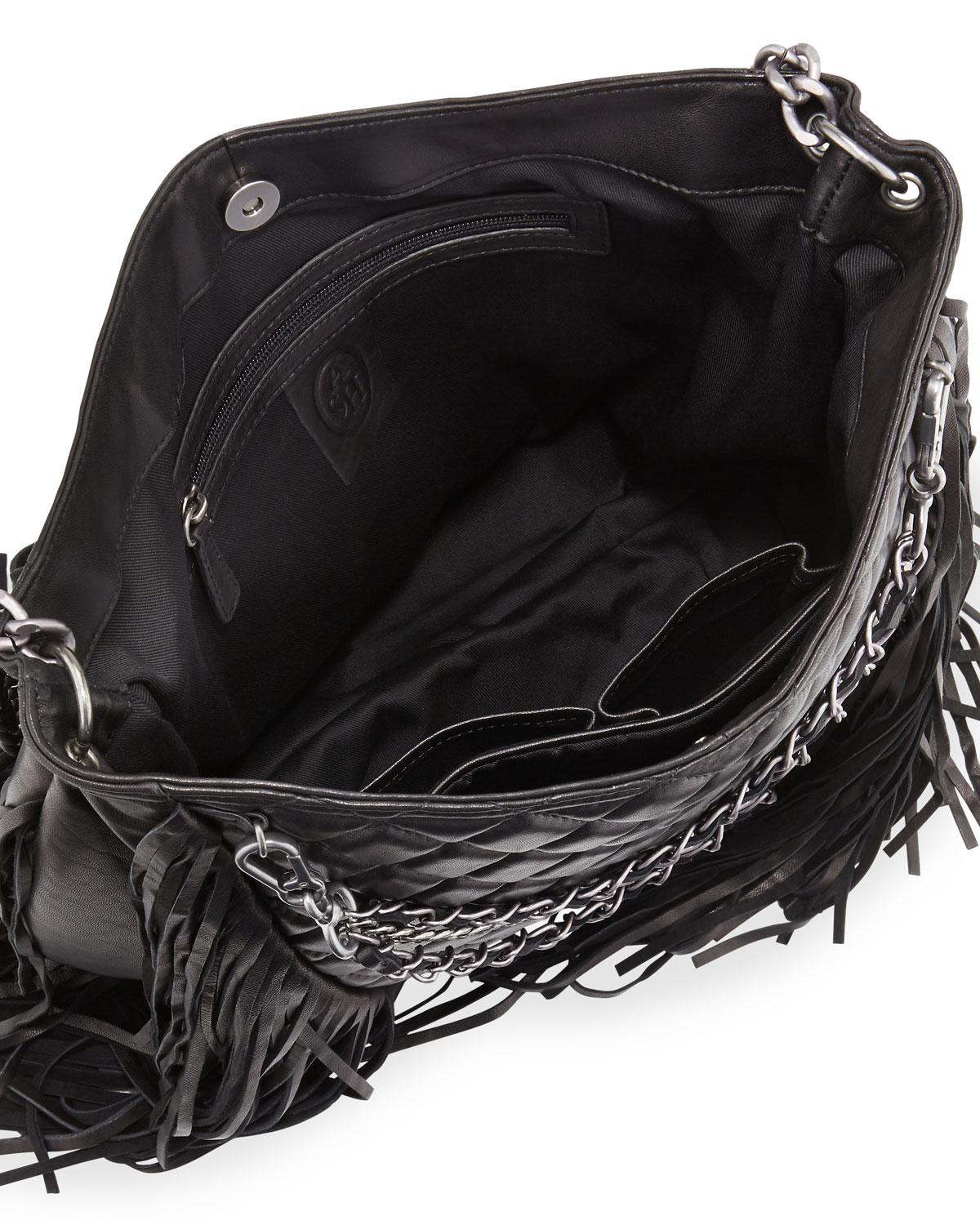 Ash Bijou Quilted Leather Fringe Hobo Bag in Black - Lyst