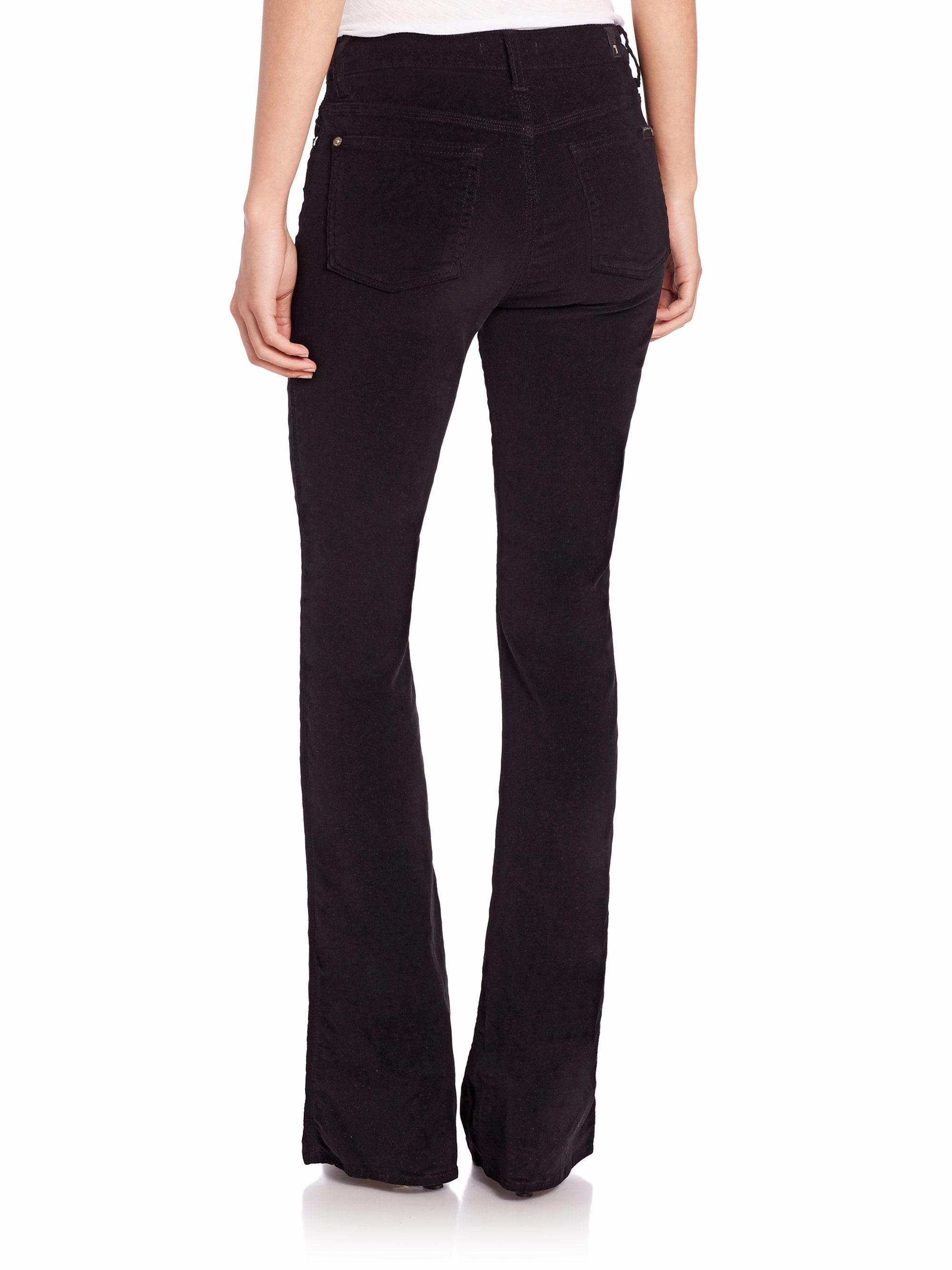 black corduroy flare pants