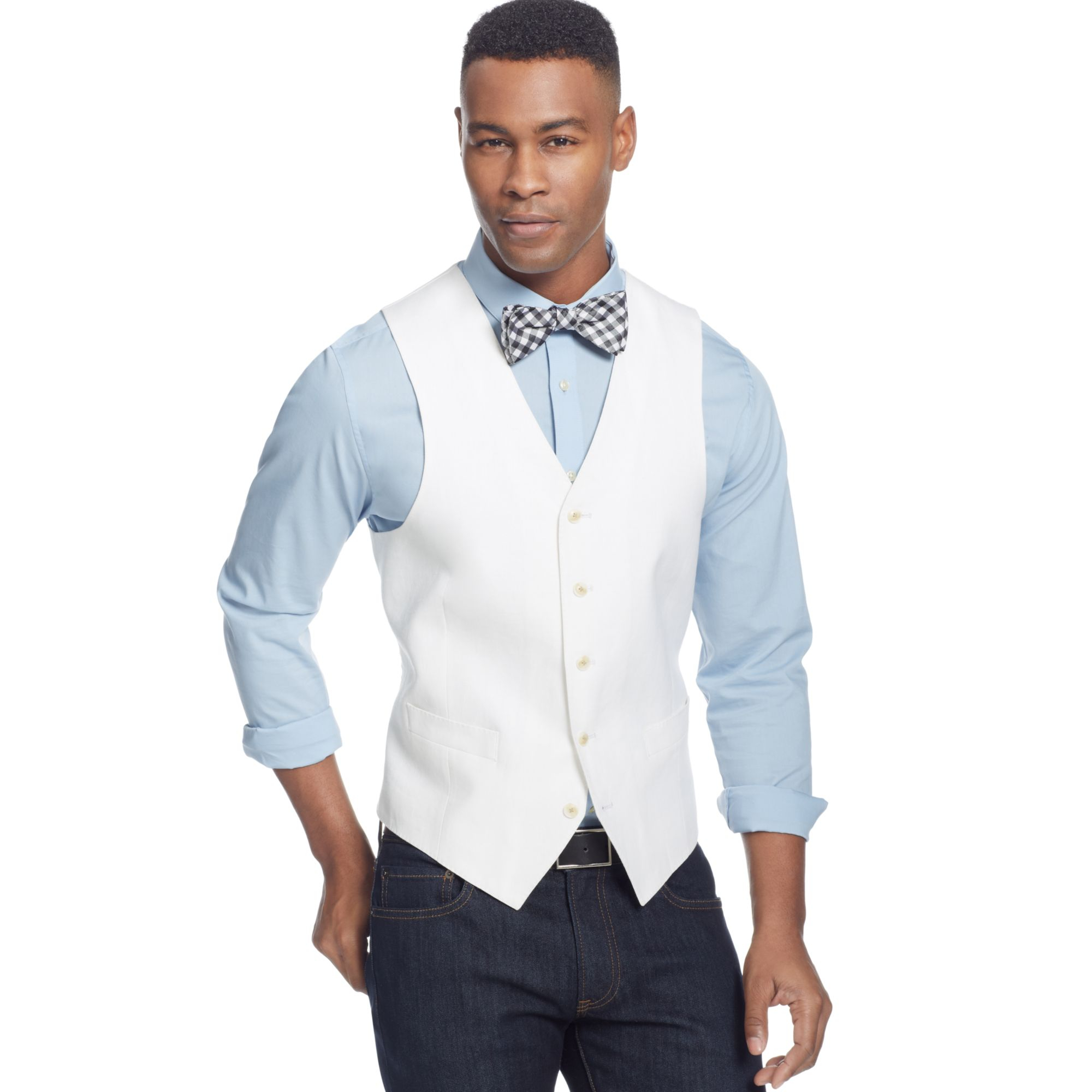 Sean john White Linen Vest in White for Men Lyst