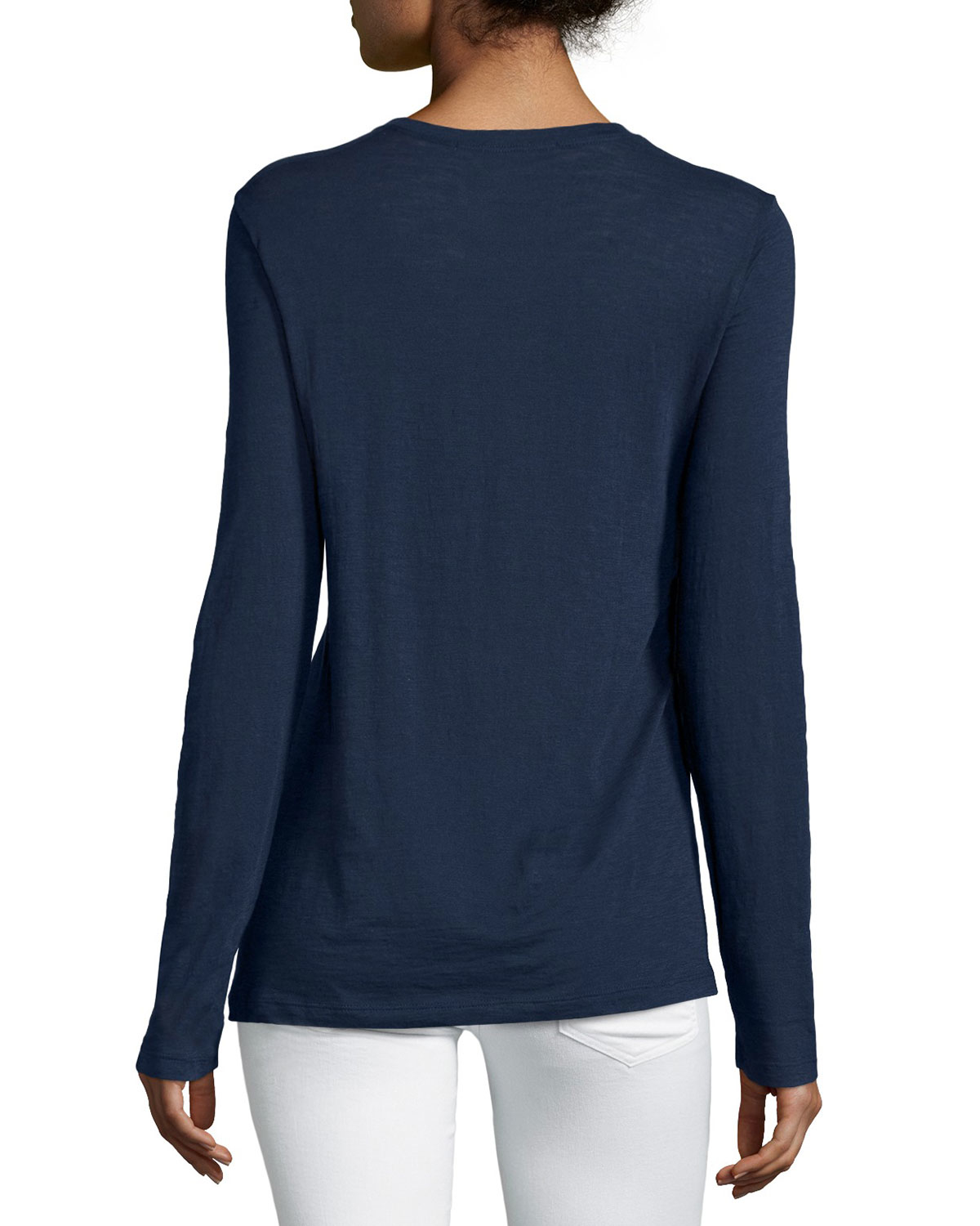 Lyst - Proenza schouler Long-sleeve Jewel-neck T-shirt in Blue