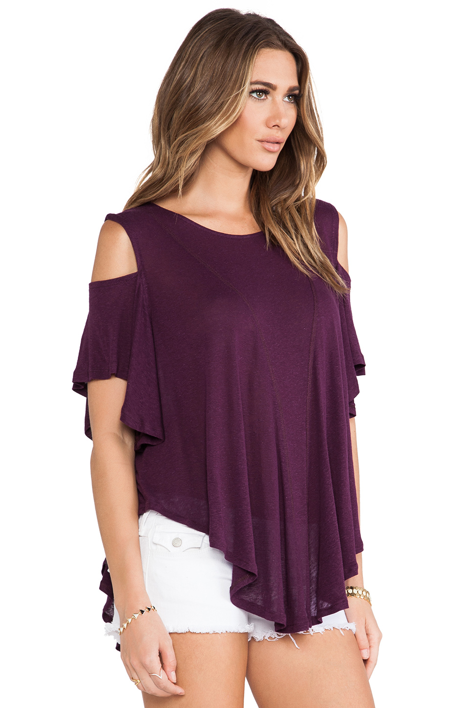 Free People Cold Shoulder Top in Purple Lyst