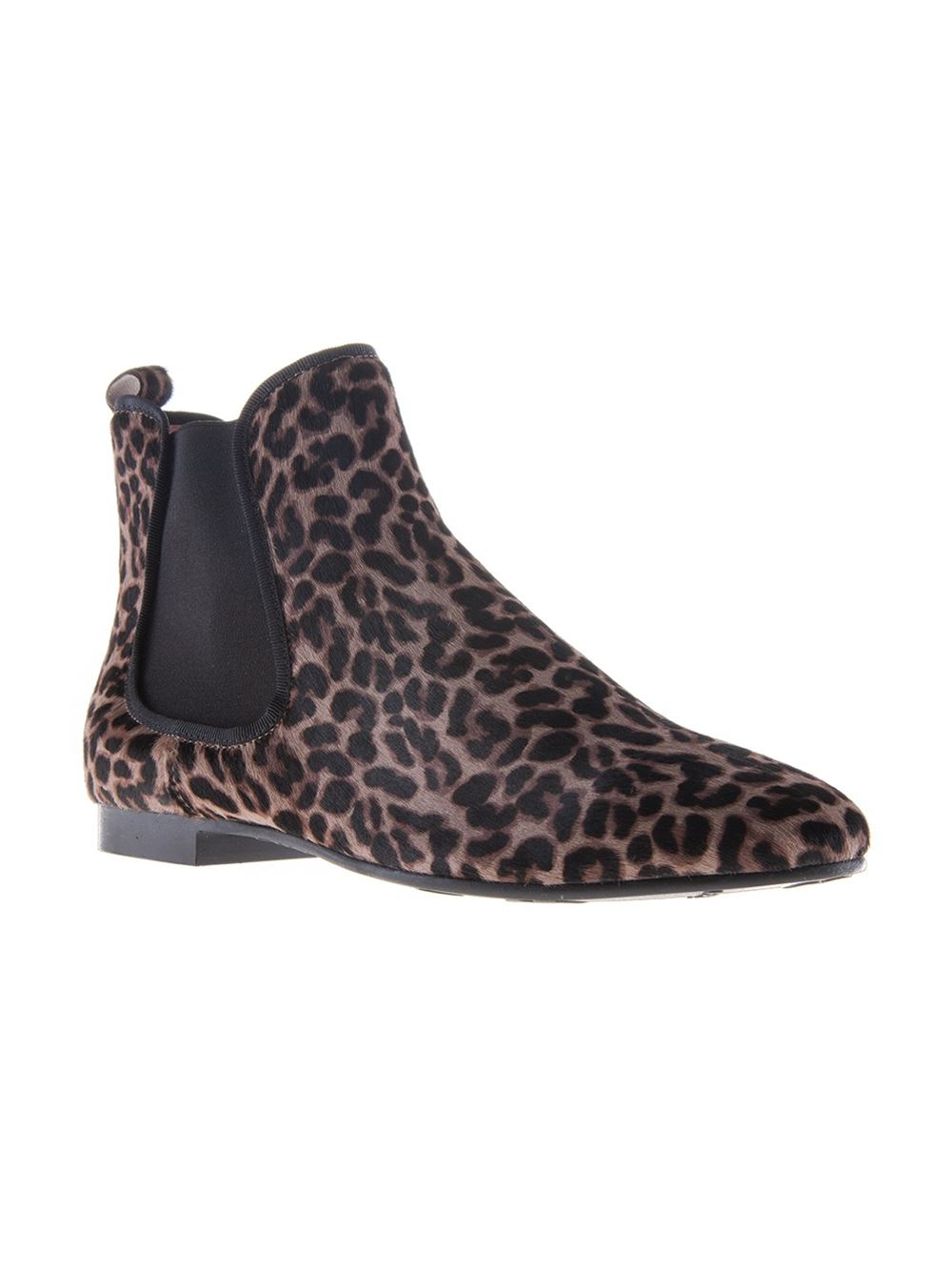 black and leopard print chelsea boots