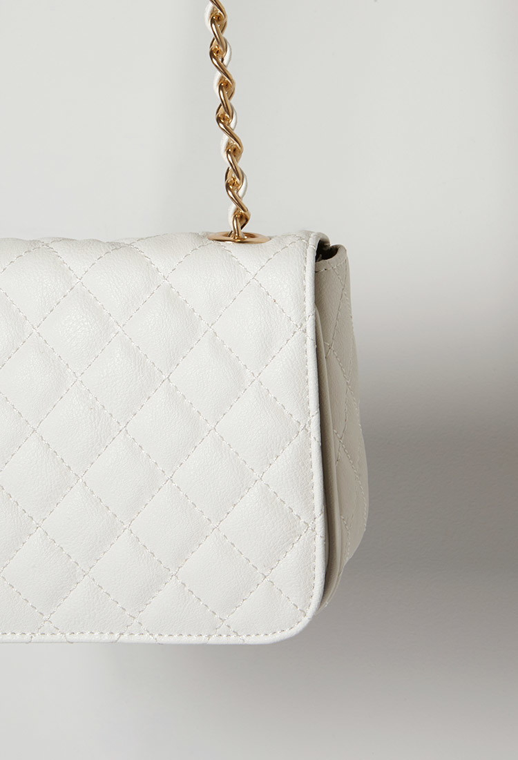 Forever 21 Quilted Faux Leather Crossbody Bag in Cream (Natural) - Lyst