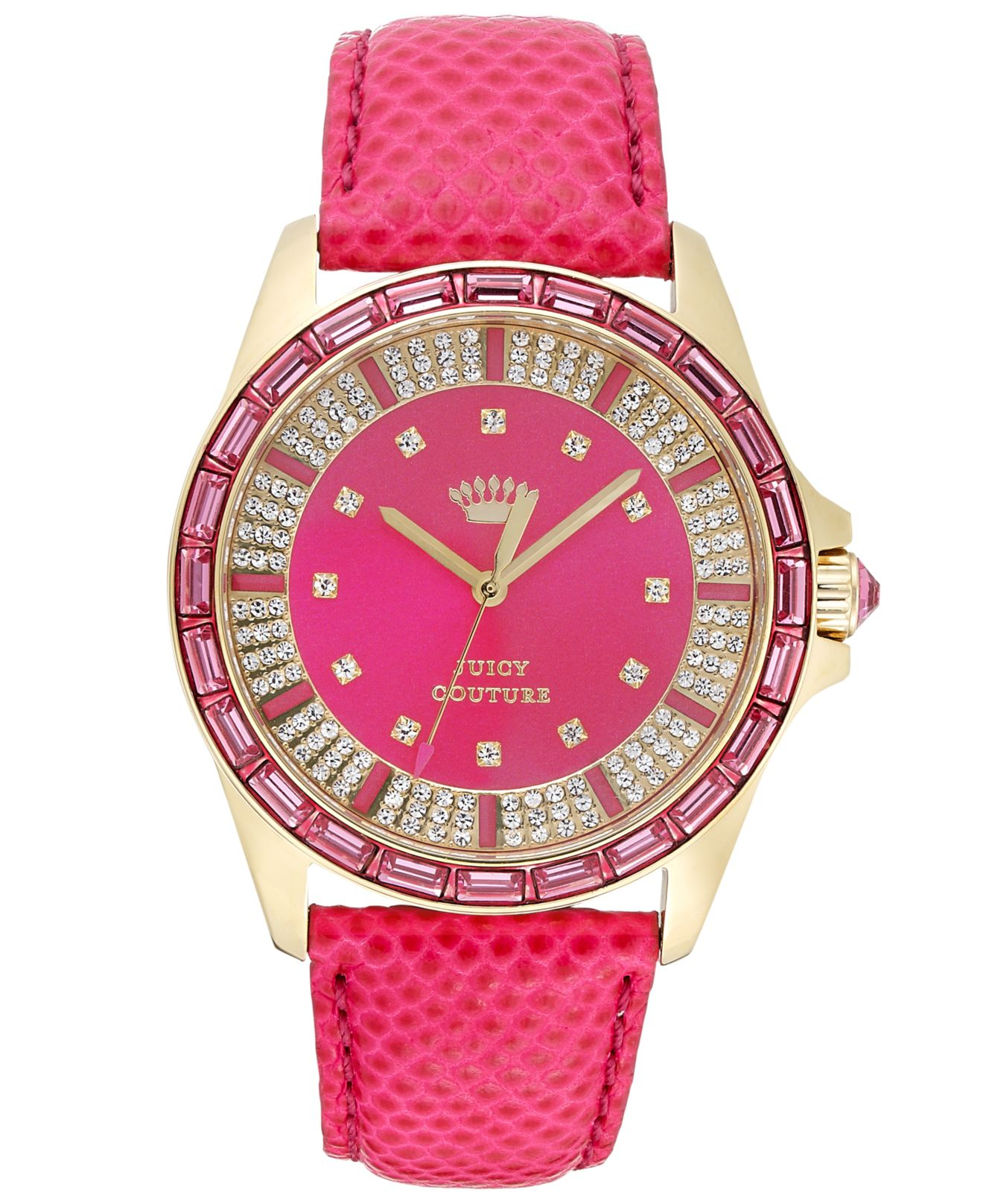 Juicy couture Women'S Stella Hot Pink Embossed Leather Strap Watch 40Mm