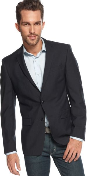 Dkny Sport Coat Black and Navy Check Slim Fit in Blue for Men (Navy) | Lyst