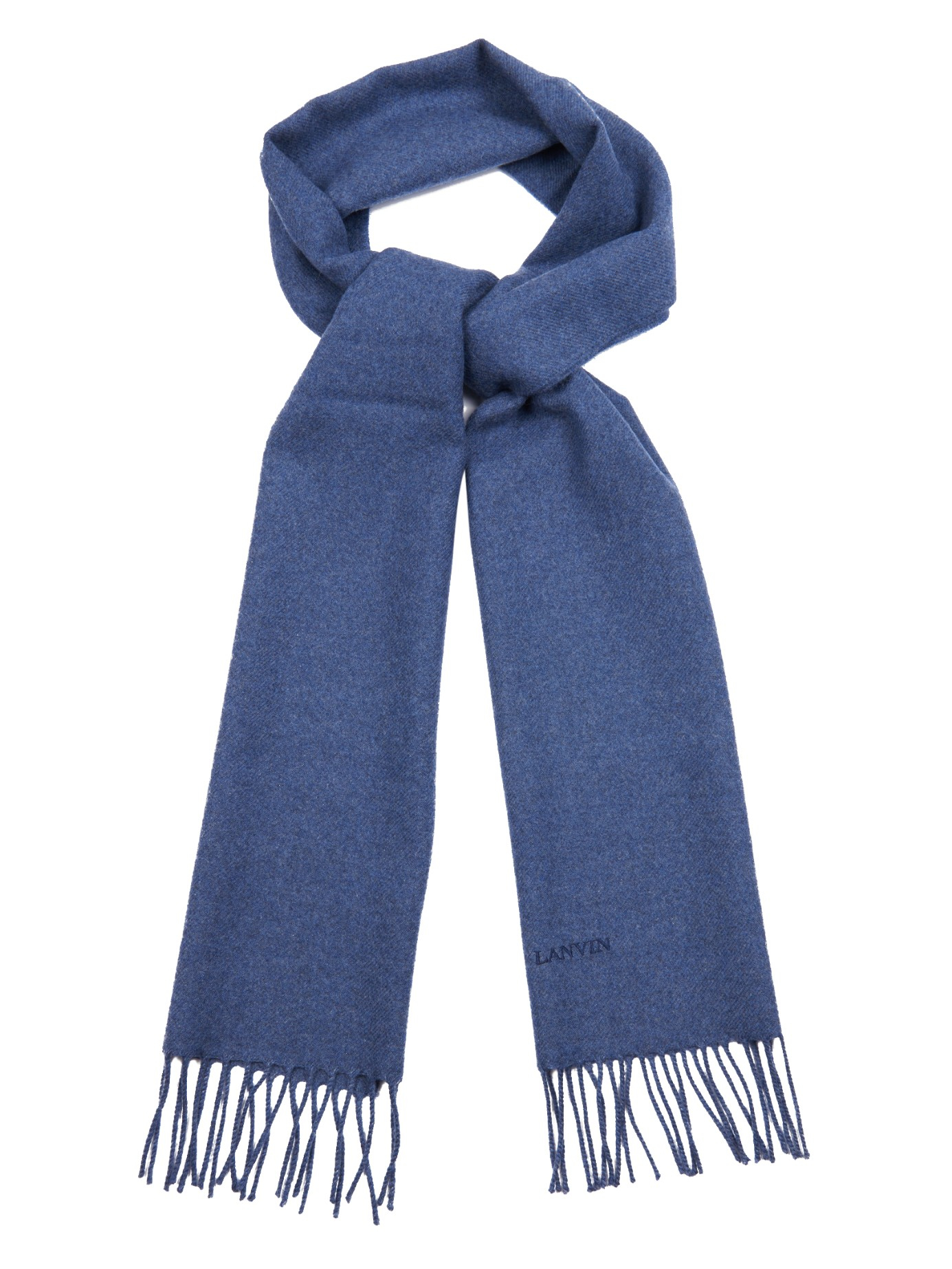 Lanvin Logo-Embroidered Wool Scarf in Blue for Men - Lyst