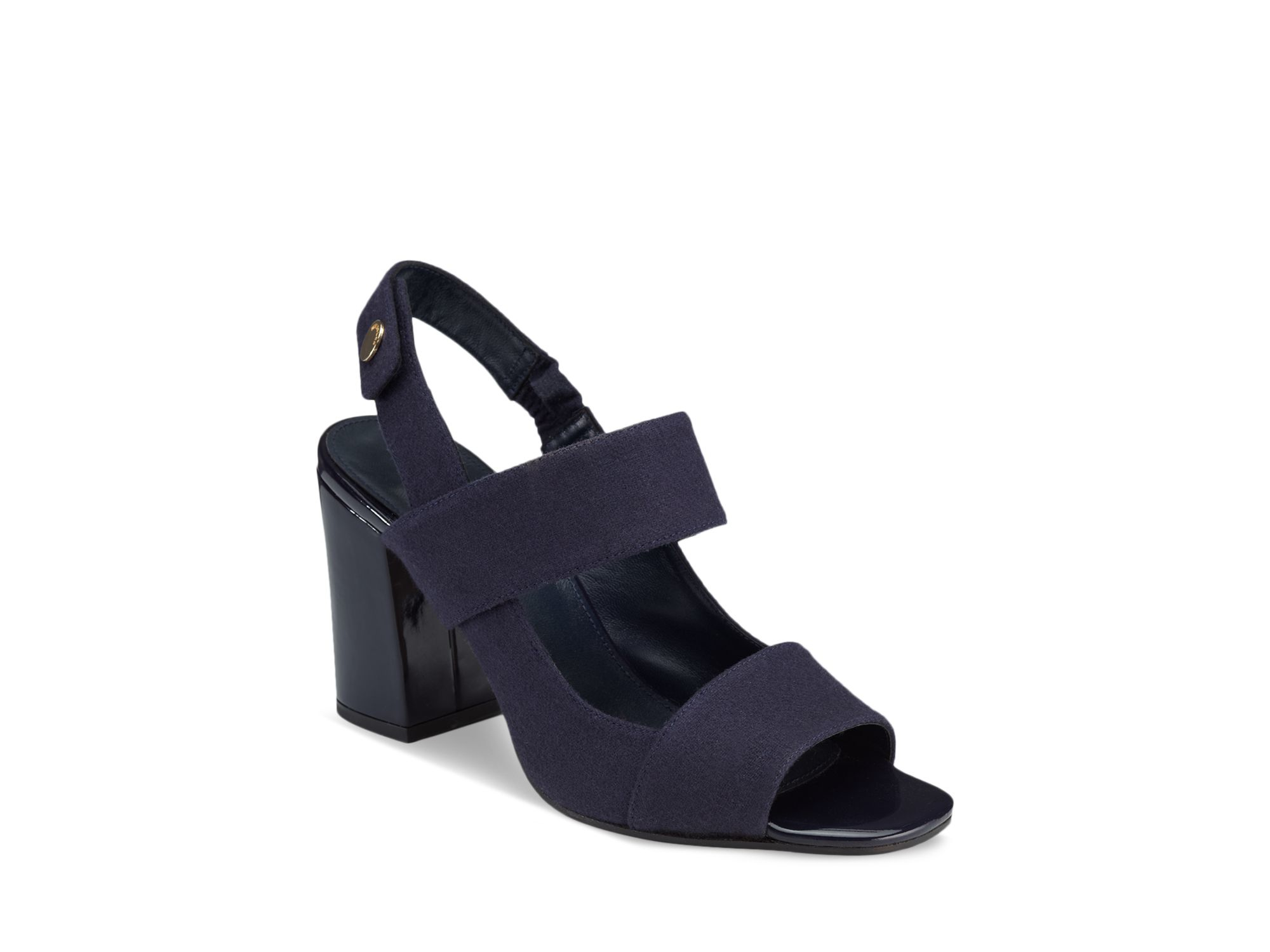 navy blue mid heel sandals