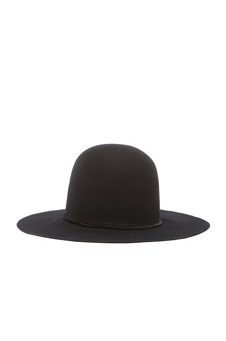 Clyde Wool Wide Brim Dome Hat in Black 