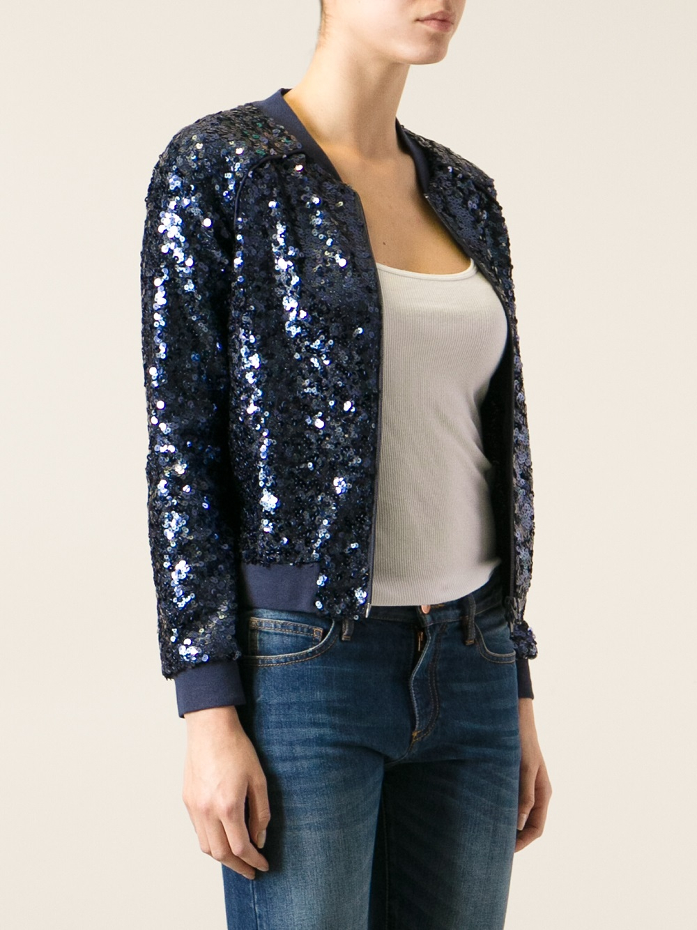 navy sequin jacket womens