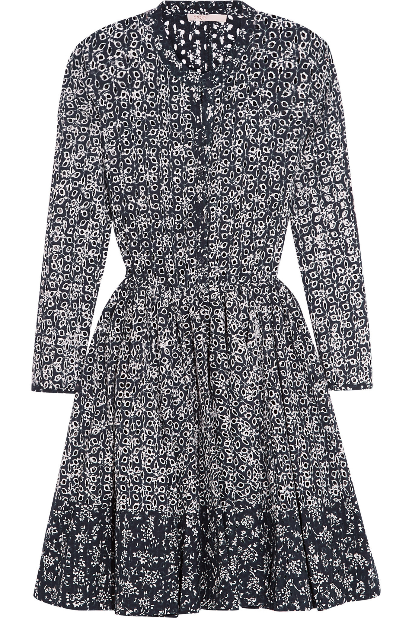 Maje Printed Broderie Anglaise Cotton Mini Dress in Blue | Lyst Maje Printed Broderie Anglaise Cotton Mini Dress in Blue | Lyst
