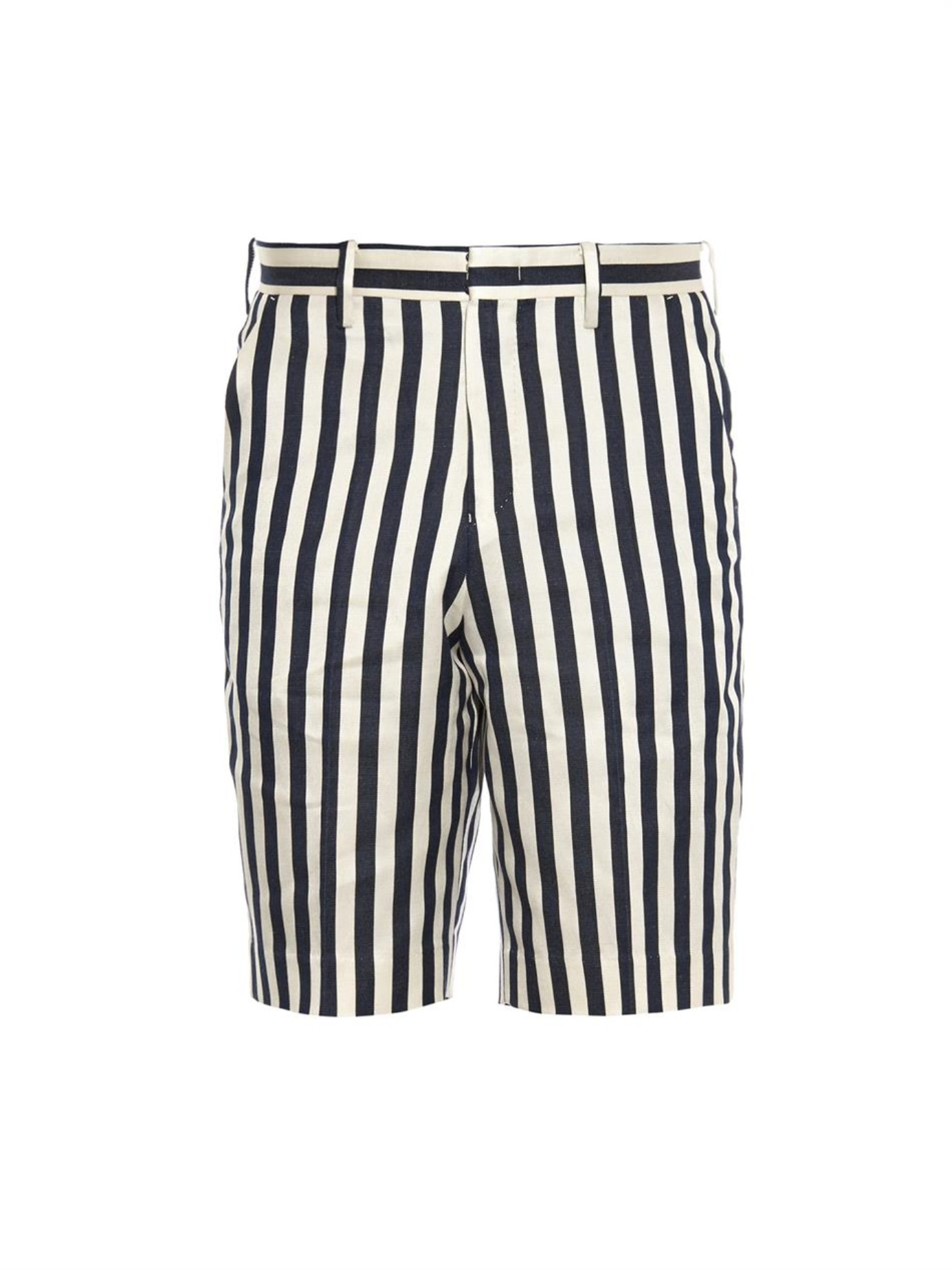 white shorts with blue stripes