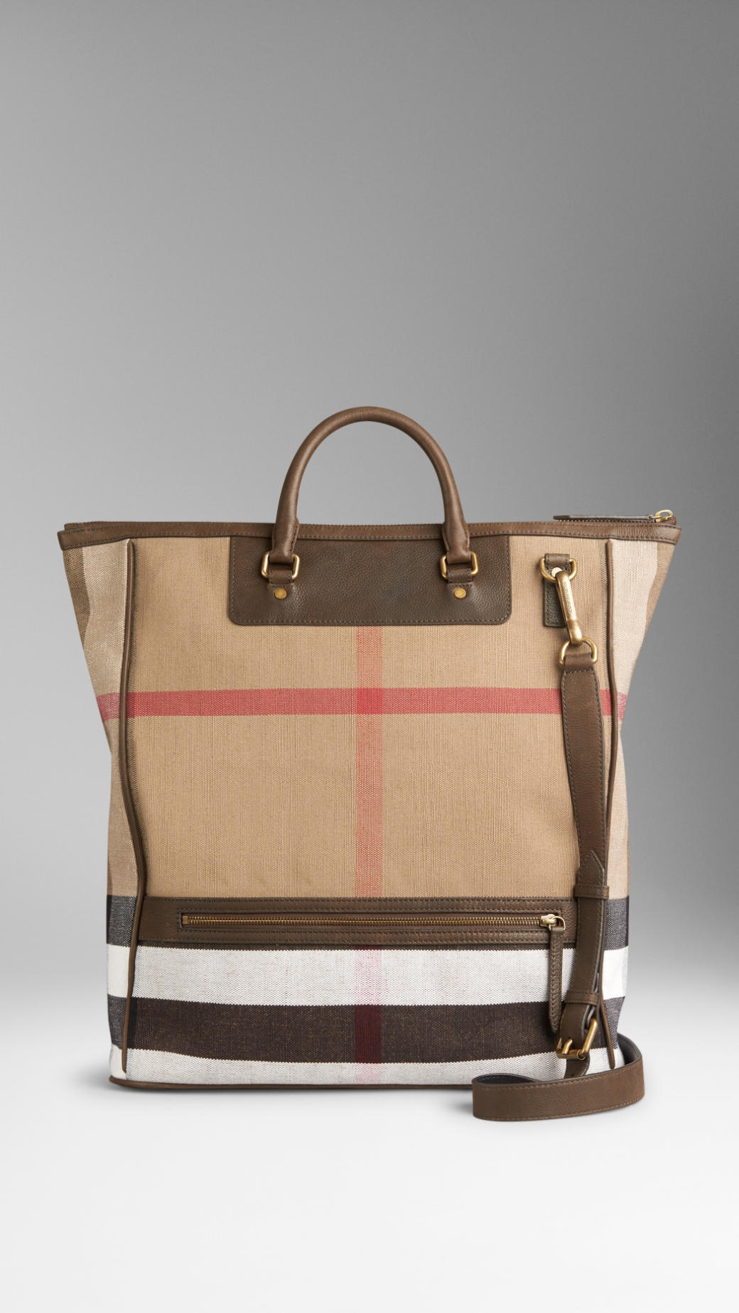 Burberry Large Canvas Check And Leather Tote Bag in Brown for Men - Lyst