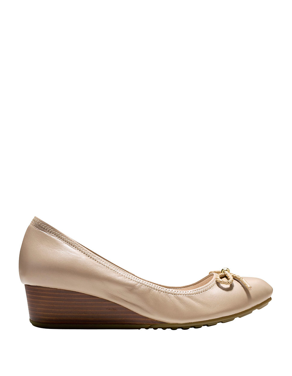 Cole haan Tali Leather Ballet Wedges in Natural | Lyst