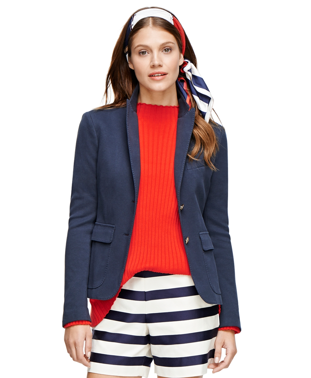 Lyst Brooks Brothers Cotton Knit Blazer in Blue