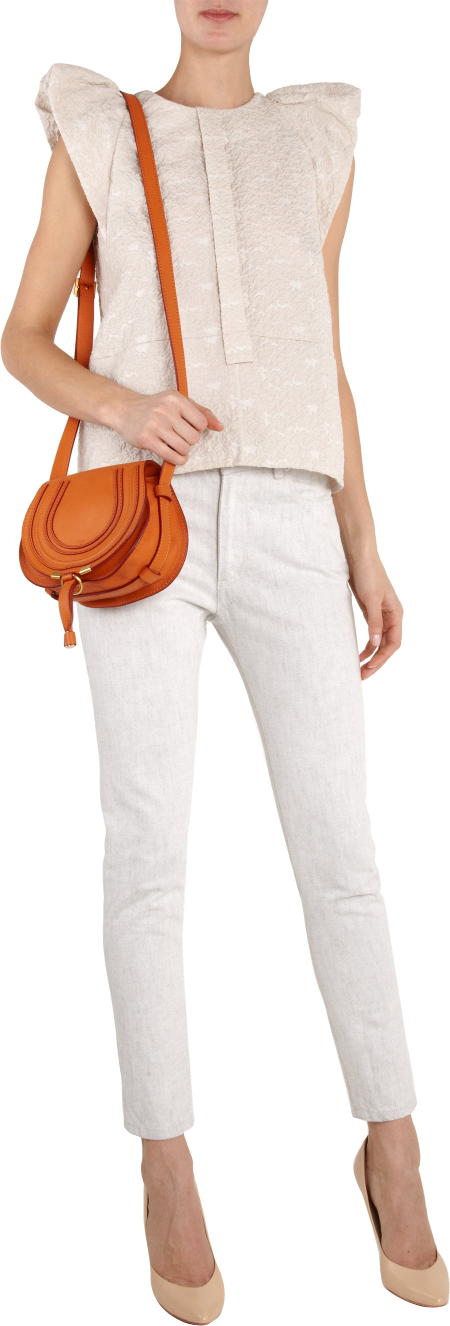 Chlo Marcie Small Saddle Bag in Orange | Lyst