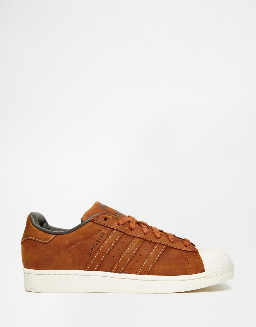 adidas Originals Superstar Waxed Leather Trainers S79471 in Brown for | Lyst