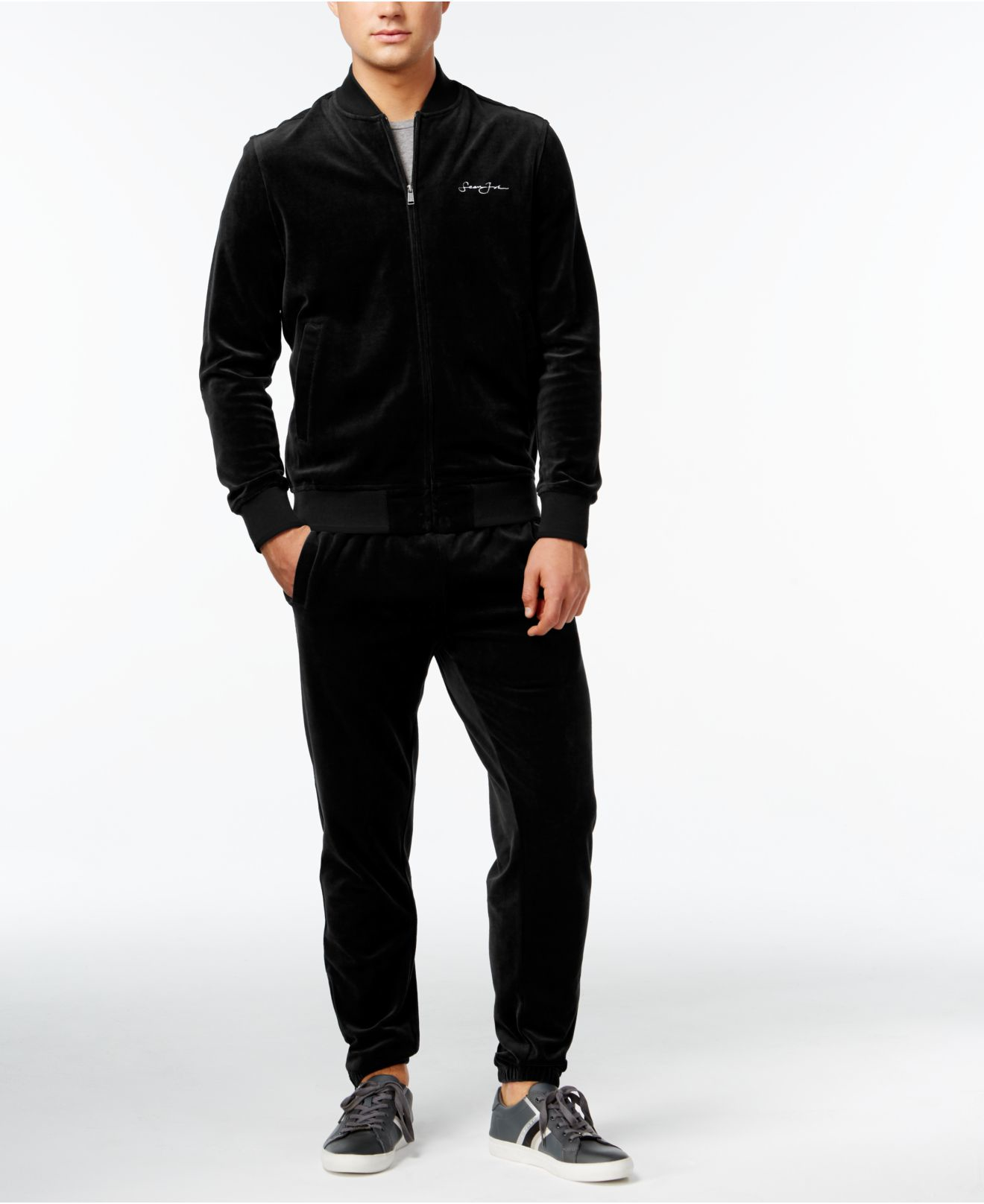 Sean John Big & Tall Limited Addition Velour Set in Black for Men