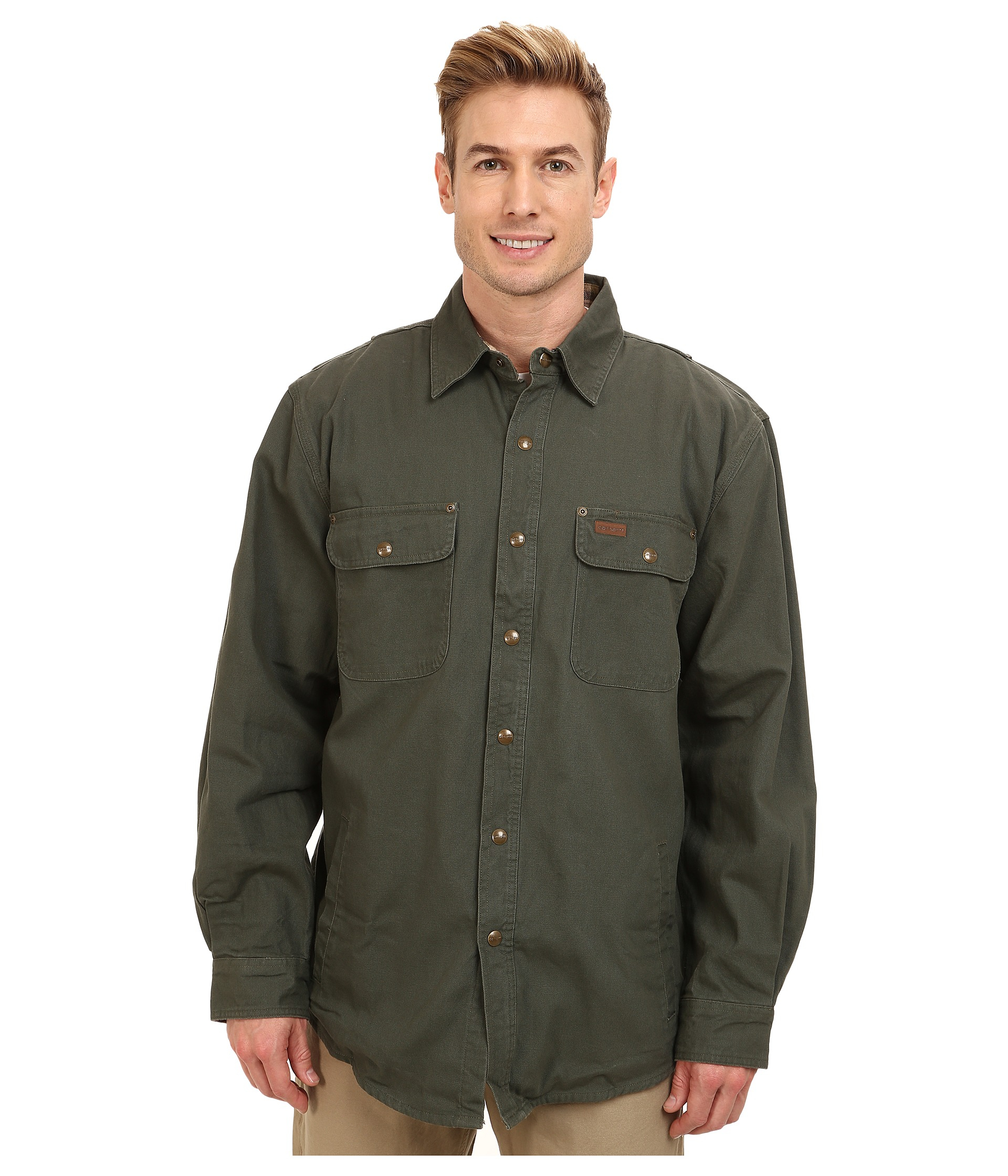 Carhartt Weathered Canvas Shirt Jacket in Blue for Men | Lyst