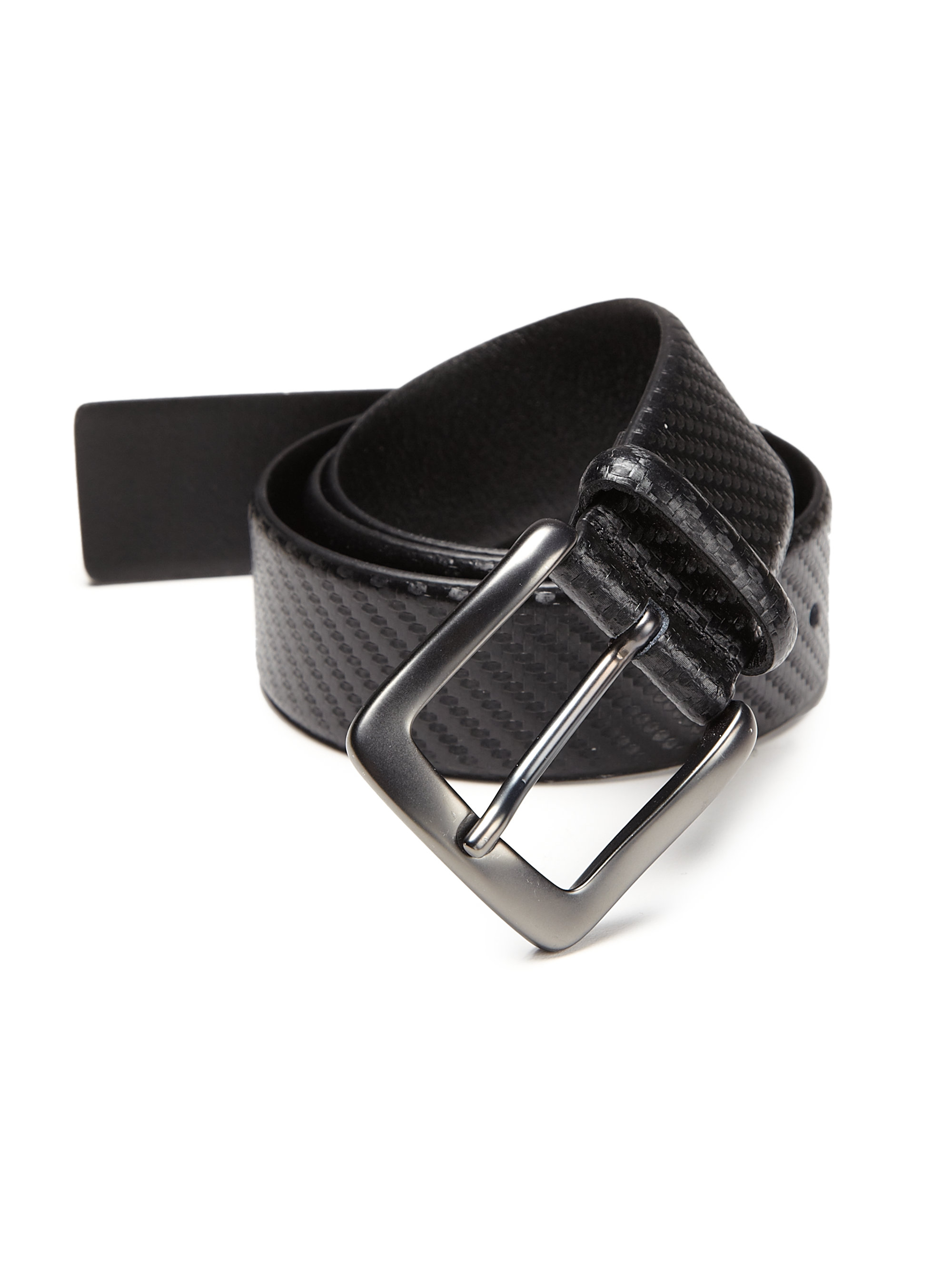 Saks fifth avenue Carbon Fiber Woven Leather Belt in Black for Men | Lyst