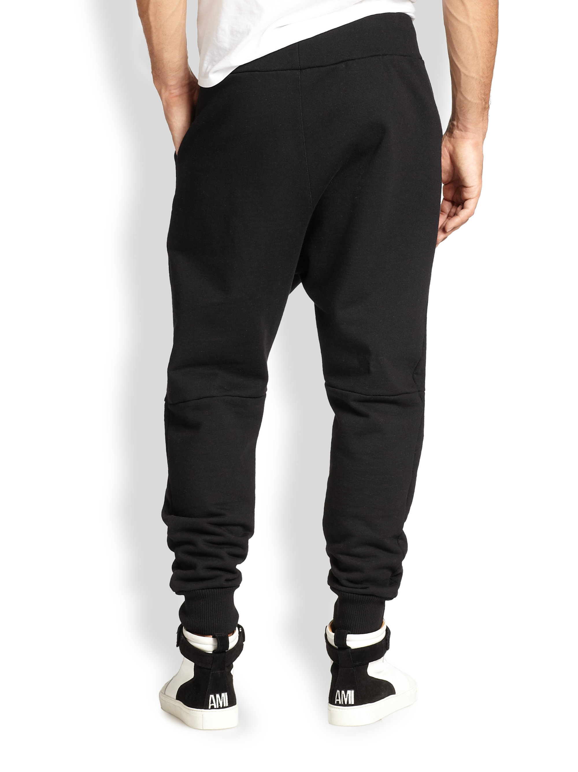 AMI Slim-Leg Fleece Jogger Sweatpants in Black for Men - Lyst