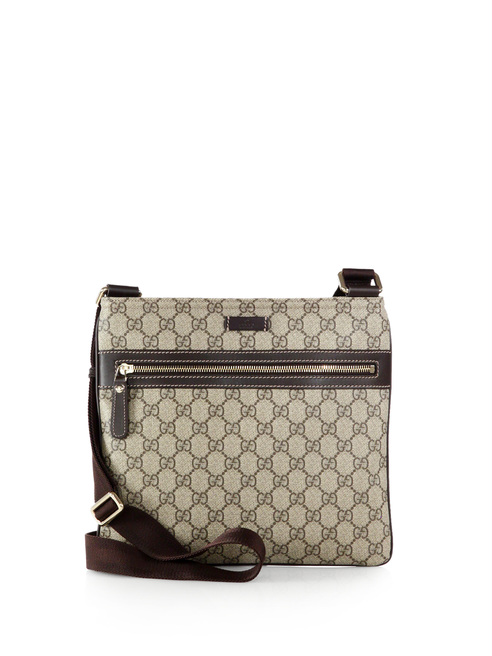 Gucci Cotton Joy GG Supreme Flat Messenger Bag in Brown - Lyst