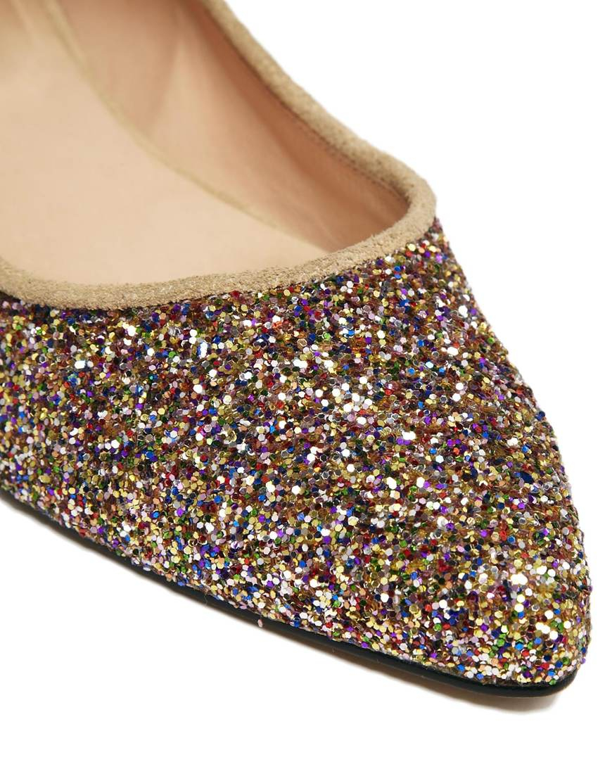 Ganni Nina Snake Ballerina Flat Shoes in Glitter (Brown) - Lyst