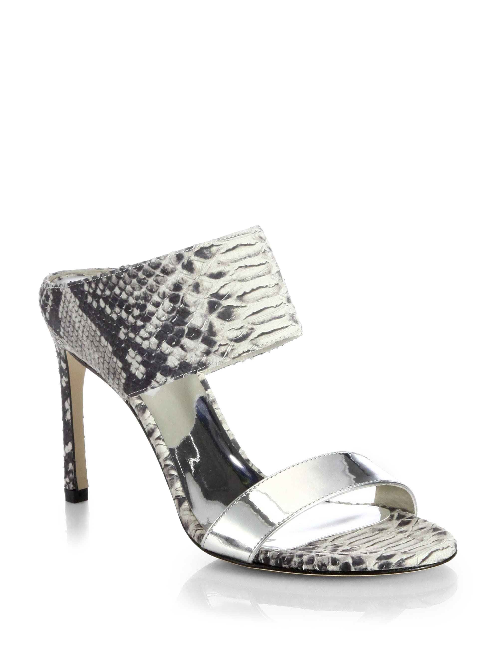 snakeskin mule sandals