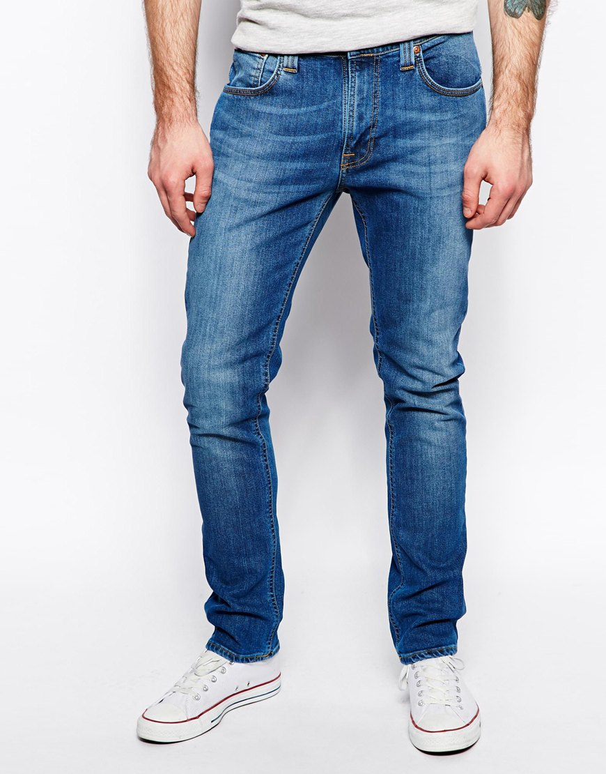 Nudie Jeans Tape Ted Skinny Tapered Fir Org Blue Esmeralds for Men - Lyst
