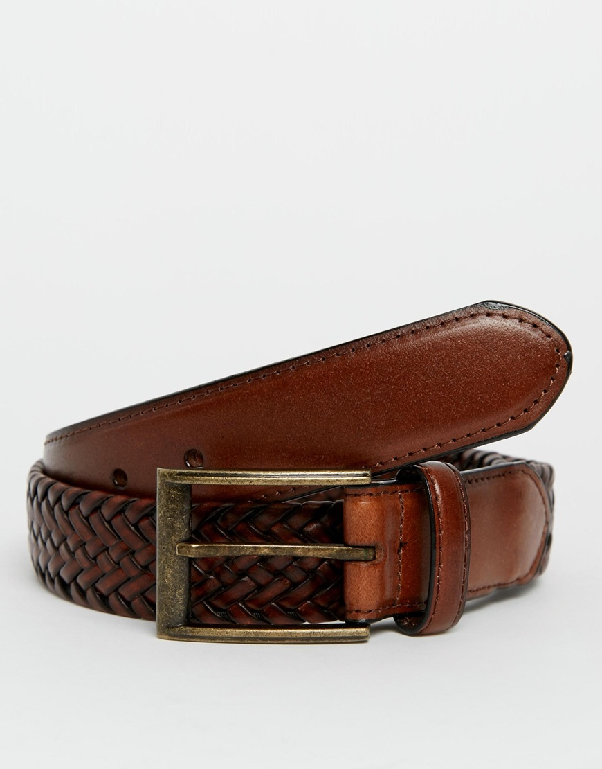 Lyst - Racing Green Plaited Leather Belt in Brown for Men